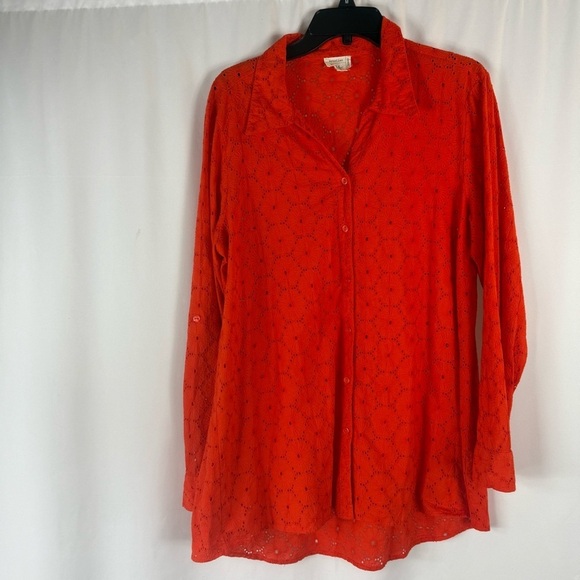 Nicole Miller Tops - Artelier Nicole Miller | Tops 100% Cotton ArtelierEmbroidered Sz:L Orange